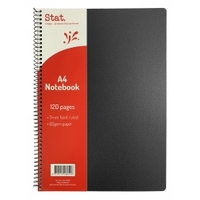 Notebook A4 Spiral 120 page pack 10 P595 Black 48052 side open Spiral STAT