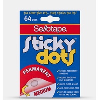 Sticky Dots 10mm Double sided Permanent 64 Dots Sellotape 990002 - pack 64 