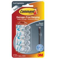 Command Adhesive Cord Clips Small 17017CLR 3M ID XA006701628 4 clear clips, 5 small clear strips.
