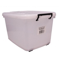 Storage Box Italplast 55 Litre Clear with Lid & Rollers I424