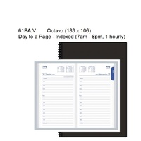 Diary 2024 Belmont OCTAVO 61PA.V99-24 1 Day to page 7am-8pm 1 hour Monthly tabs 183x106mm BLACK PVC Collins