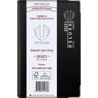 Diary 2024 Upward 6442 A6 Pocket Deluxe Week to Opening Wire-O with Tabs, Silver Corners PVC 150x100x18mm