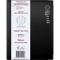 Diary 2024 Upward 7442 A5 Deluxe Week to Opening Horizontal Ruling Wire-O Bound Silver Corners PVC