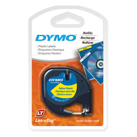 Dymo LetraTag Plastic 12mm Tape Hyper Yellow Black SD91202 91332