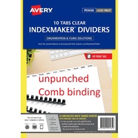 Dividers A4 10 Tab Avery 930161 Print & Apply L7455 Laser Inkjet unpunched White Clear Manilla board with clear label tabs