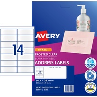 Labels 14up InkJet 99x38 Avery 936005 Clear Frosted 350 Labels 25 Sheets J8563 Permanent 