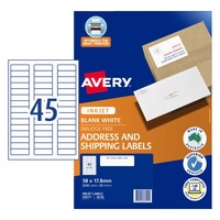 Labels 45up InkJet J8156 Avery 936111 box 50 White Permanent OLD NUMBER 936061