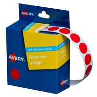 Label Avery Dots 14mm Red 937235 1050 Removable in Dispenser pack