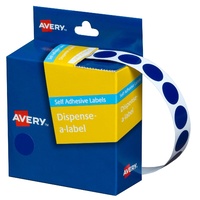 Label Avery Dots 14mm Blue 937236 1050 Removable in Dispenser pack