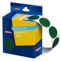 Label Avery Dots 24mm Green 937246 Roll 500 Removable in Dispenser pack