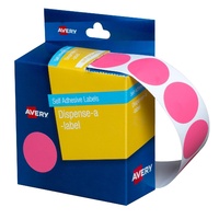 Label Avery Dots 24mm Pink 937249 Roll 500 Removable in Dispenser pack