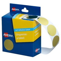 Label Avery Dots 24mm Gold 937271 Roll 250 Removable in Dispenser pack