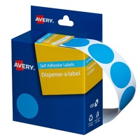 Label Avery Dots 24mm Light Blue 937276 Roll 500 Removable in Dispenser pack