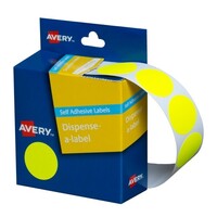 Label Avery Dots 24mm Fluoro Yellow 937295 box 350 Removable in Dispenser pack