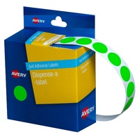 Label Avery Dots 14mm Fluoro Green 937296 box 700 Labels 1 Roll