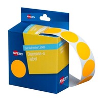 Label Avery Dots 24mm Fluoro Orange 937301 box 350 Removable in Dispenser pack