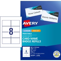 Name Badge Avery 947002 8up Refill L7418 200 cards Laser Inkjet Printers