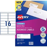 Labels 16up Laser L7162 White 99x34 952002 permanent 320 labels 20 sheet pack