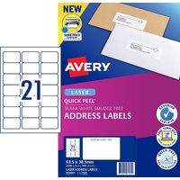 Labels 21up Laser L7160 White 63x38 959001 Permanent Avery Address 2100 labels 100 sheets