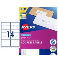 Labels 14up Laser 99x38 Avery L7163 959004 Permanent box 100 sheets 1400 white labels