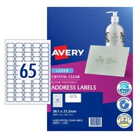 Labels 65up Laser Clear box 25 Avery 959022 L7551 38x21 Clear Mini 