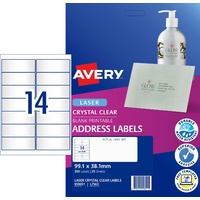 Labels 14up Laser 99x38 Avery L7563 959051 CLEAR Avery 350 Labels 25 Sheets Permanent
