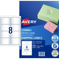 Labels  8up Laser L7565 Crystal Clear 959052 99.1x67.7mm CLEAR Avery - pack 25 sheets 