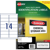 Labels 14up Laser Avery L7063 959063 White Heavy Duty 25 sheet pack is 350 Permanent labels 99.1x38.1mm