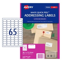 Labels 65up Laser White box 100 Avery 959071 Quick Peel L7651 38.1x21.2mm Address Labels