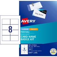 Name Badge Avery 959077 Kit L7418K 20 Holders + 3 Sheets of 8 Cards 86.5 x 55.5mm 959077