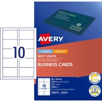 Business Cards 85x54 Matt Avery 959078 C32011 250 cards 25 sheets Laser Inkjet