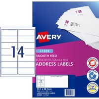 Labels 14up Laser 99x38 Avery L7163 959089 Permanent L7163 box 250 sheets 3500 white labels