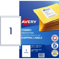 Labels  1up Laser L7167 Avery 959091 White 199x289 Permanent Box 250 with Smooth Feed