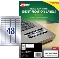 Labels 48up Laser Silver Avery 959201 box 20 L6009 Heavy Duty (960 Labels)