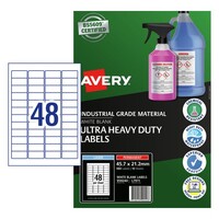 Labels 48up Laser L7911 Heavy Duty WHITE 959240 Avery 480 Ultra-Resistant Chemical Grade Labels