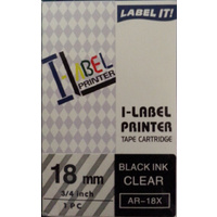 Labeller tape Casio 18mm Black on Clear XR18X - each AR18X