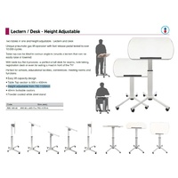 Lectern Desk Height Adjustable White top 650x400mm and Height adjustable from 750-1120mm COUNTRY FREIGHT IS EXTRA
