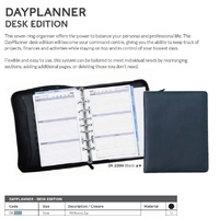 DayPlanner  DK2299 Desk Edition Organiser 216x140 PU Zip Close Black 7 rings A5