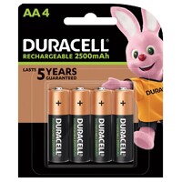 Batteries AA - 4 Duracell Rechargeable - Card 4 1950 AA4 #DU04204