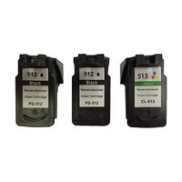 InkJet for Canon PG512 x2 and 1x CL513 Remanufactured Inkjet Cartridge Set 3 Cartridges (New Chip)