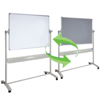 Mobile Combo magnetic whiteboard 1500x1200 VM1512C Whiteboard one side, grey felt board the other.