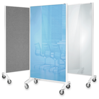 Room Divider  VRD Glassboard & Pinboard 1800x900 Blue glass Grey Pinnable other side