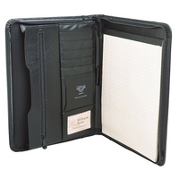Compendium Waterville WB32A4 Bonded Leather Zippered Note Holder Black 