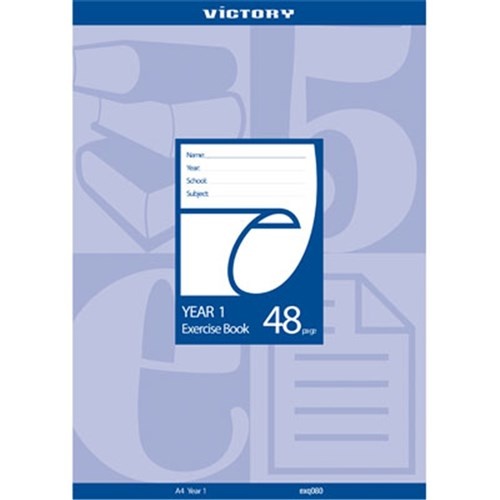 Exercise Book A4 Year 1 48 Page pack 20 red blue lines Victory EXQ080 Queensland only