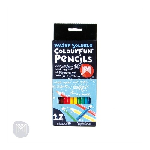 Pencil Micador Colourfun Extra Wide Coloured PLMA12 Water Soluble Pack 12