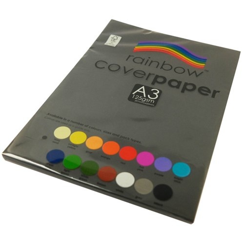 Cover Paper A3 297 x 420mm 125gsm Black pack 100 Quill RCPA3100BL