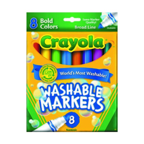 Marker Crayola Washable Broadline Bold Pack 8
