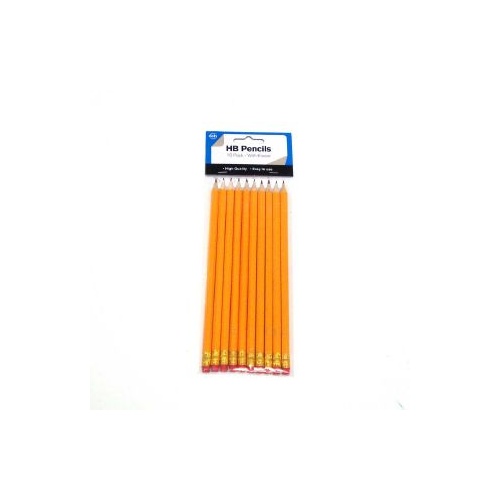  Pencil Rubber Tipped HB Pack 10 with Eraser tip Dats 2106 #11-116800