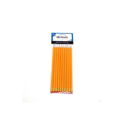  Pencil Rubber Tipped HB Pack 10 with Eraser tip Dats 2106