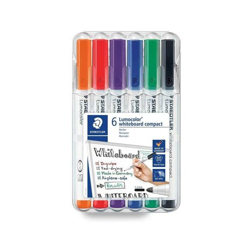 Whiteboard Marker Staedtler 341 Bullet 341WP6 Wallet 6 bullet tipped Compact 1-2mm